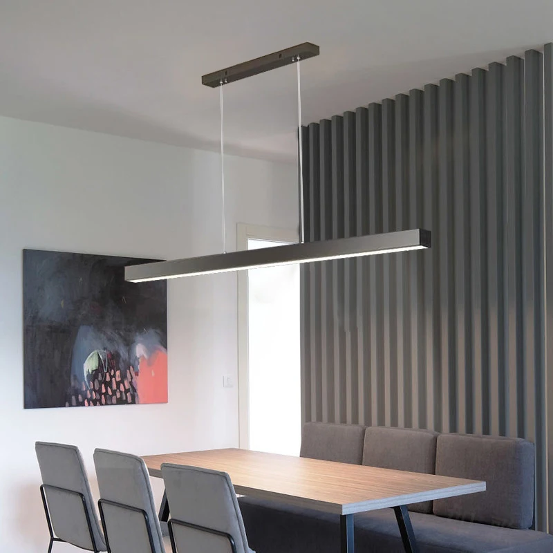 Nordic Led Restaurant Chandelier Modern Bar Dining Table Creative One-word Pendant Lights Simple Home Interior Lighting Fixtures