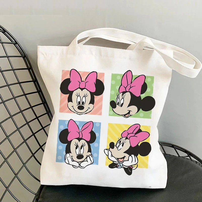 Borsa a tracolla topolino Kawaii Disney Cartoon Printed Handbag Fashion Canvas Bags Cute Tote Bags Women Tote Bag Shopping Bags