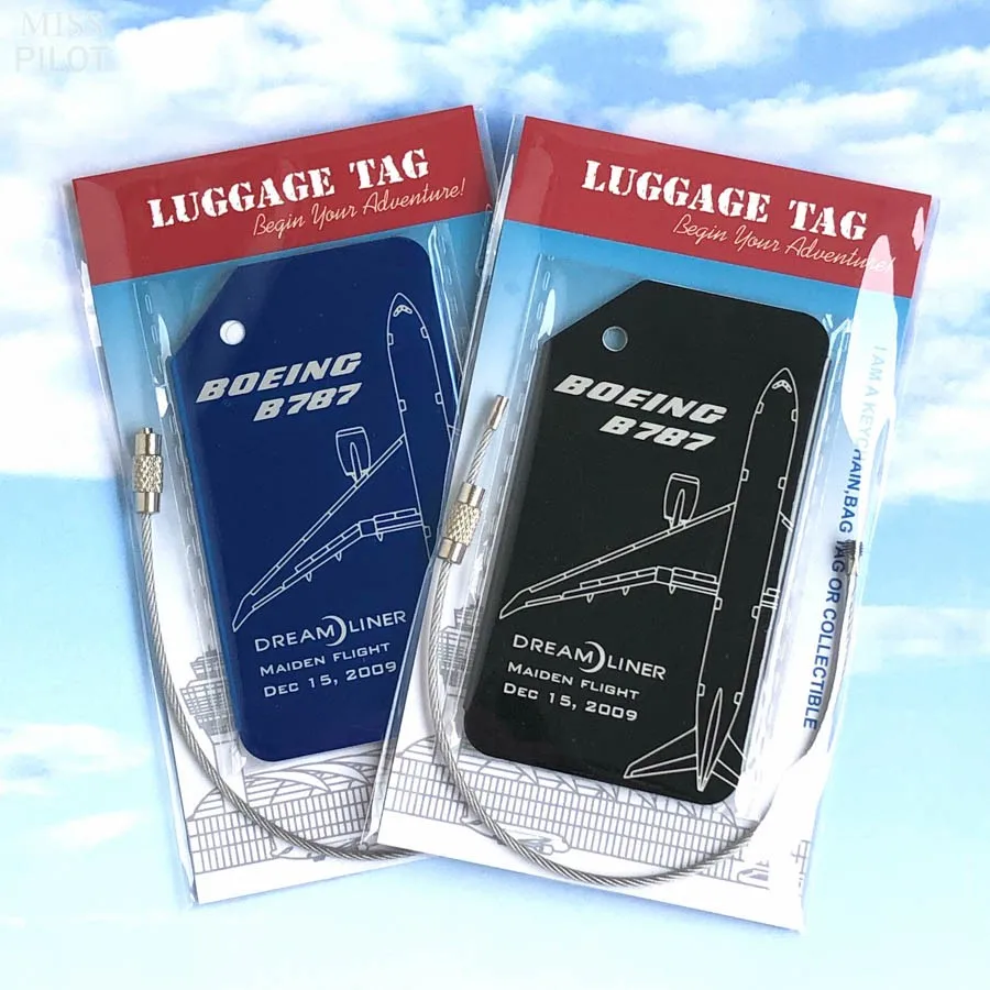 Boeing787 Airbus320 Alloy Luggage Tag Skin Simulation Aviation Crew Pilot Badge Keychain Air Travel Accessories