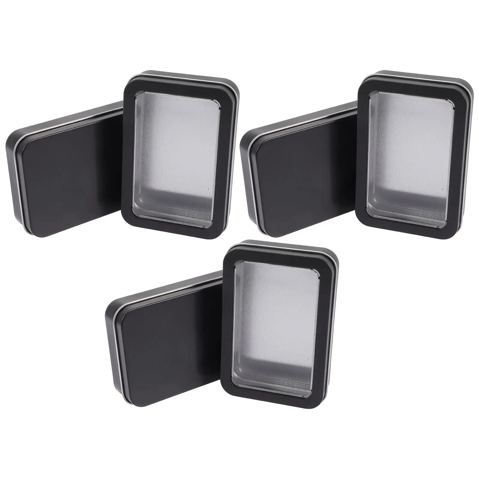 

6Pcs Compact Tinplate Card Holder Box with Lid Versatile Storage for Poker Cards Game Pieces Pills Candy Cosmetics Nail Art