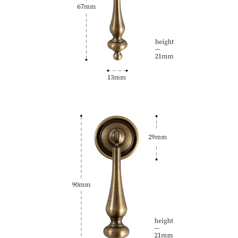 Antique brushed brass cupboard pull and furniture knob — supplier illustration 20