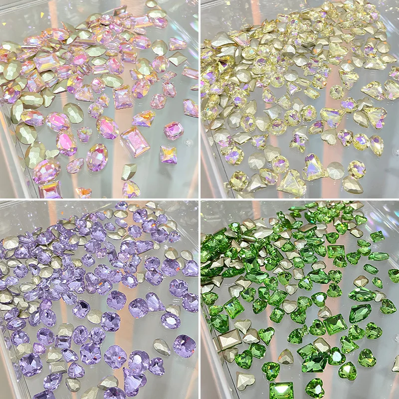 Gemischte Trendige Candy-Soda Spitzrückseitige Nagelrhinestones Kristall Bunte Herz-Candy Unregelmäßige Nageldiamanten Großhandel 6-14mm – Detail 2