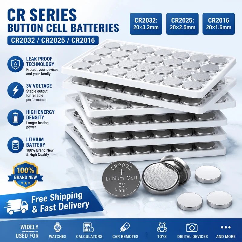 CR2032 CR2025 CR2016 3V Lithium Coin Cell Battery Long Lasting Button Batteries For Watch Remote Toy