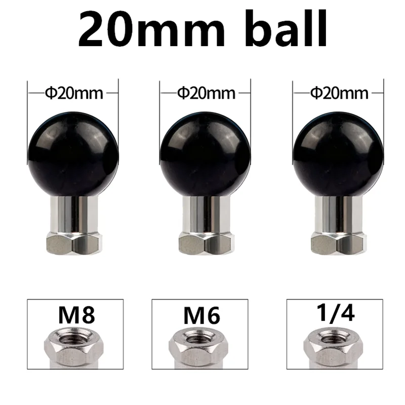 20mm Ballhead Adapter to M10 M8 1/4 Threaded Hole for Gopro 10 Insta360 GO 3S Action Camera Phone Stand GPS Holder Bracket