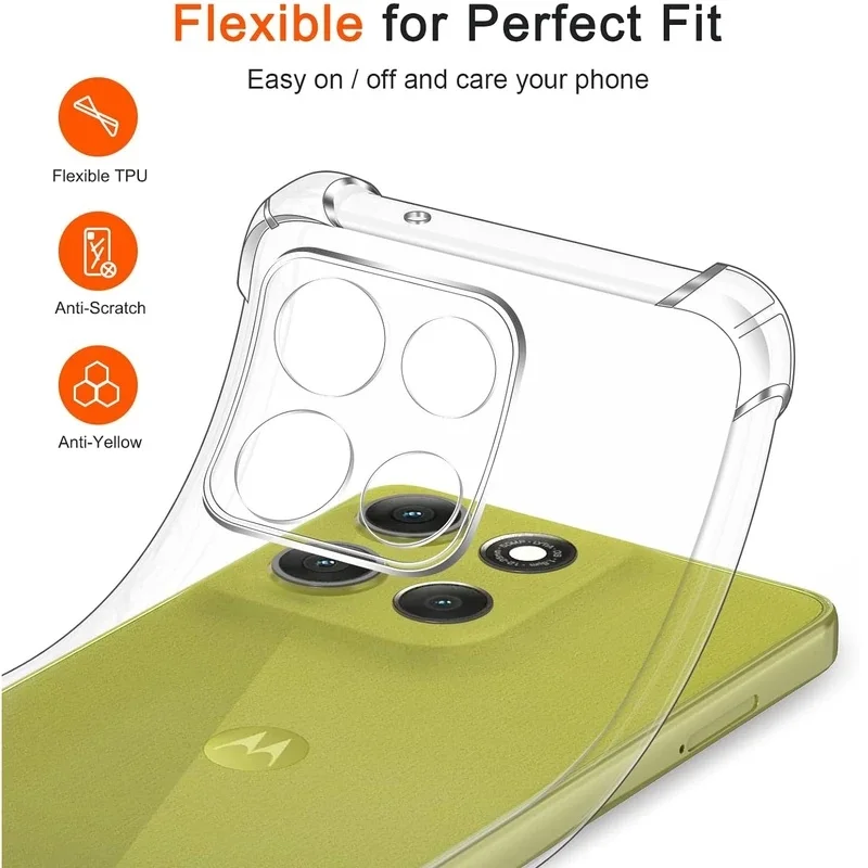 For Motorola Moto G17 G47 G57 Power G67 G77 G87 G37 TPU Transparent Case Protective Cover Four Corners Shockproof Coque Fundas