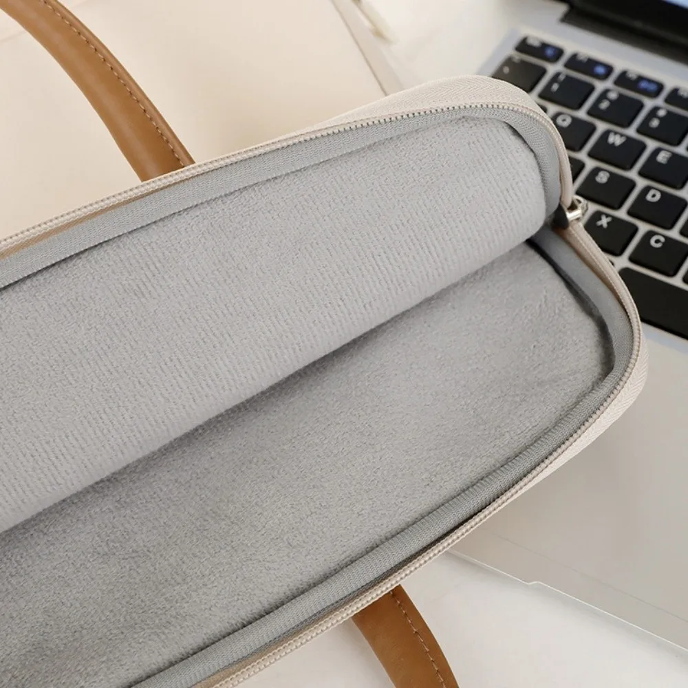 Mit Griff, tragbare Laptoptaschen, leichte, ultradünne Laptoptasche, Doppelreißverschluss, weiches Material, Notebook-Hülle, für den Bürogebrauch – Detail 6