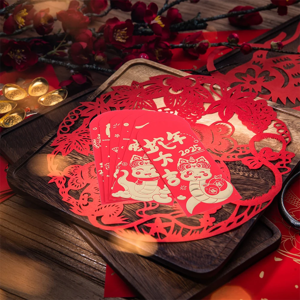 

24pcs Red Envelope Lucky Money Packets of Snake Chinese New Year Greeting Card VietnameseEnvelope Lunar New Year Fortune Bag