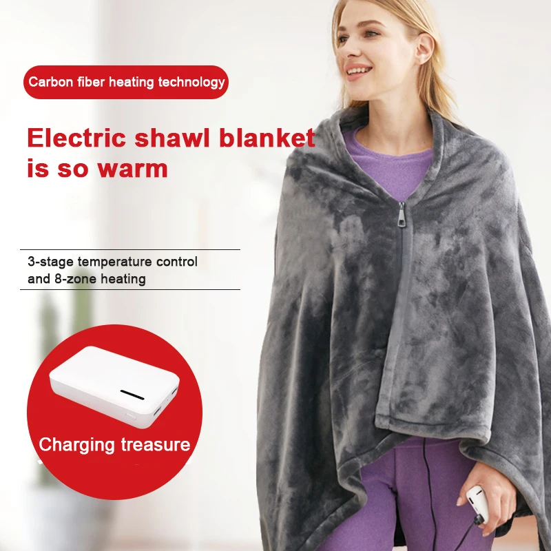 35~65℃ 85x150cm Usb Electric Heated Blanket Warm Shawl Heating Plush Throw Warmer Cape Heating Lap Blanket Fleece Good Quality