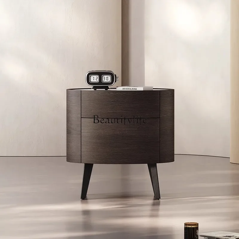 

LJYPremium oval bedside table simple bedroom creative bedside storage cabinet