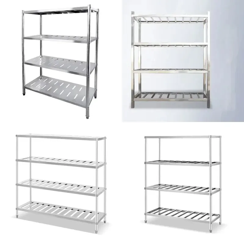 4 Layer Stainless Steel Mesh Shelf for Commercial Kitchen Restaurant Hotel Home Metal Storage Rack