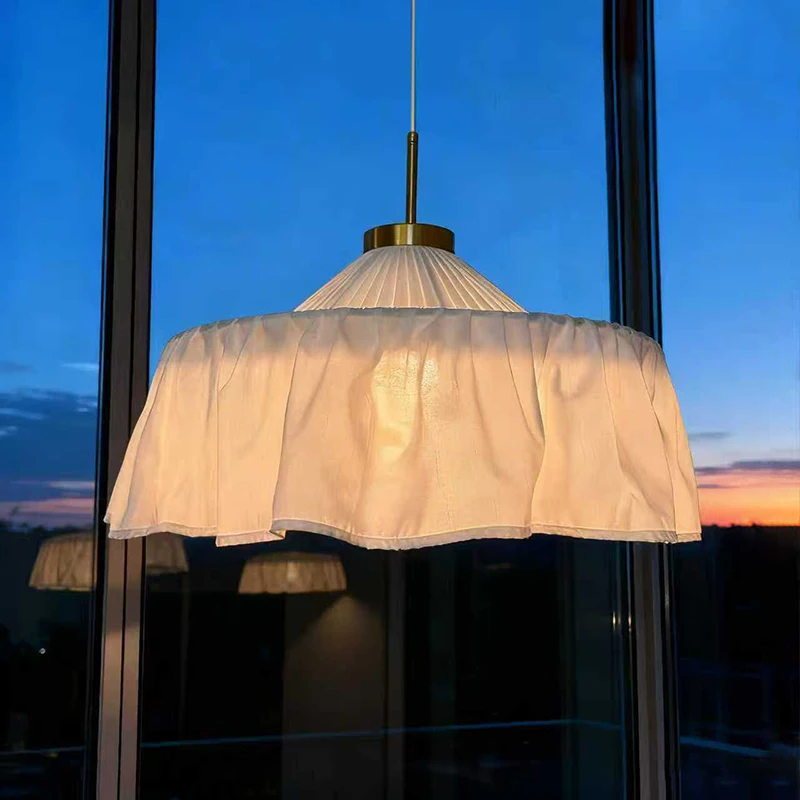 Lampada a sospensione bianca in tessuto Wabi Sabi retrò americano Soggiorno Sala da pranzo Camera da letto B&B Decorazioni per la casa Panno Droplight Apparecchi di illuminazione per interni