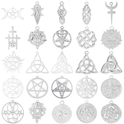 Silver Color Satan Charm Pentagram Star Moon Accessories Witch Celtic Knot No Fade DIY Stainless Steel Charms For Jewelry Making
