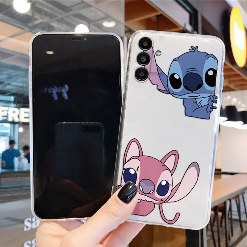 Per Samsung Galaxy M23 M33 5G Custodia per telefono in silicone morbido trasparente Cover posteriore trasparente Topolino Minnie Mouse Daisy Paperino Stitch