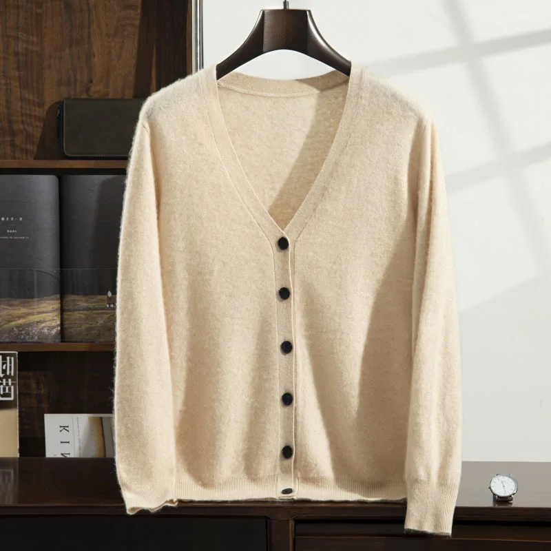 

Men's V-Ne Knitted Sweater Button-Up Cardigan Thin Casual Sle Long Sve Breathable Color Base Layer Top