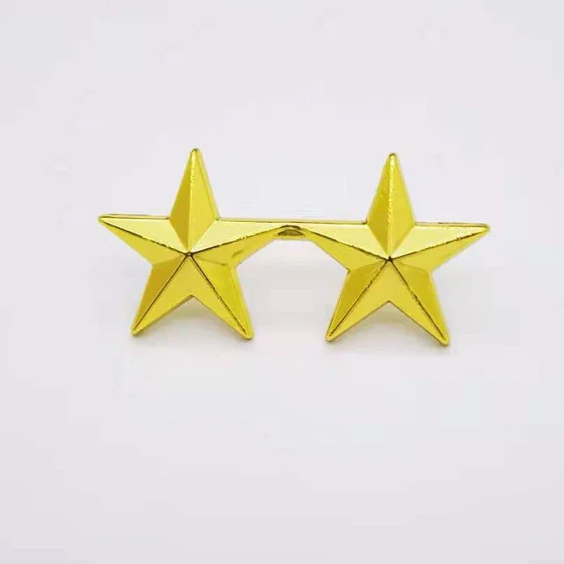 A PAIR US TWO STAR BRIGADIER COSPLAY GENERAL RANK INSIGNIA PIN BADGES GOLD