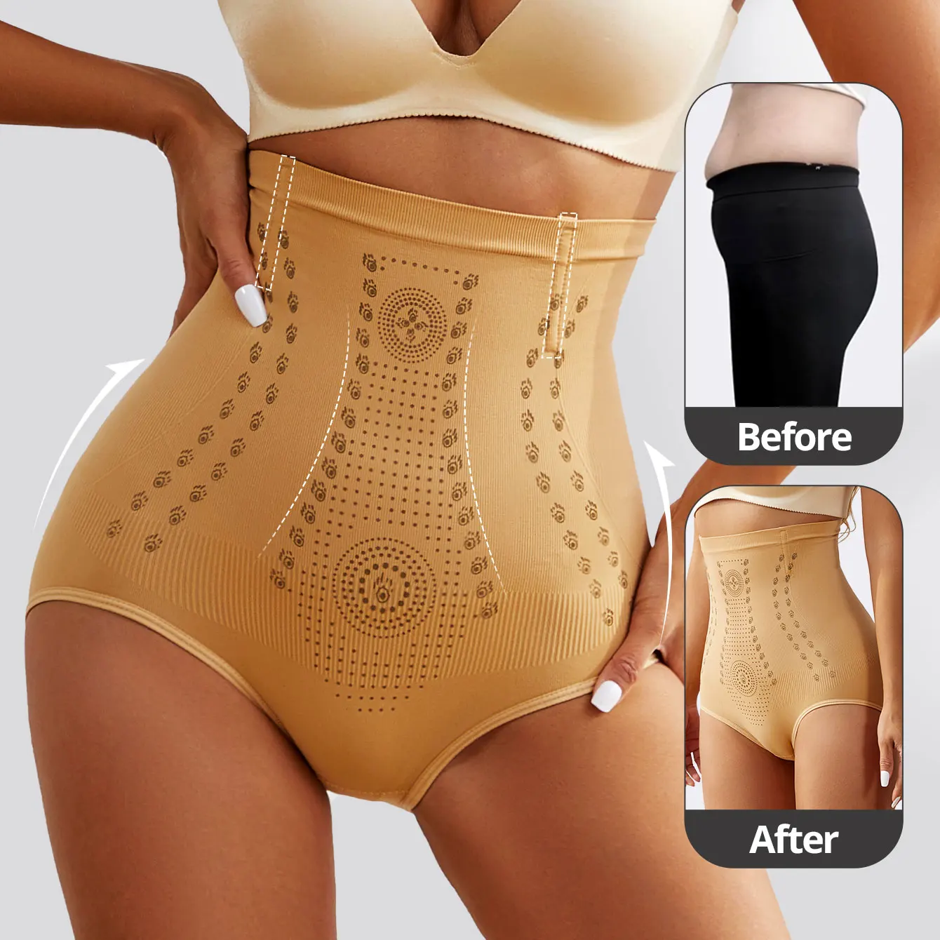 High Waist Women's Strong Flat Belly Panties Seamless Tummy Control Body Shaping Underwear Postpartum Slimming Briefs image 5