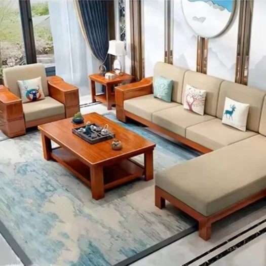 

* # Мебель для гостиной в китайском стиле: современный угловой диван-секционный из массива дерева с тканевой обивкой и шезлонгом для гостиной