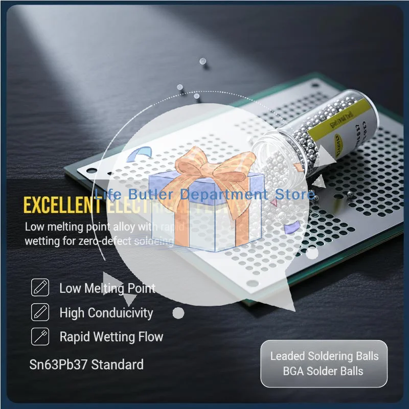 High Precision BGA Solder Spheres 1 Bottle 0.2mm-0.76mm 10 Size Options for Professional BGA Rework