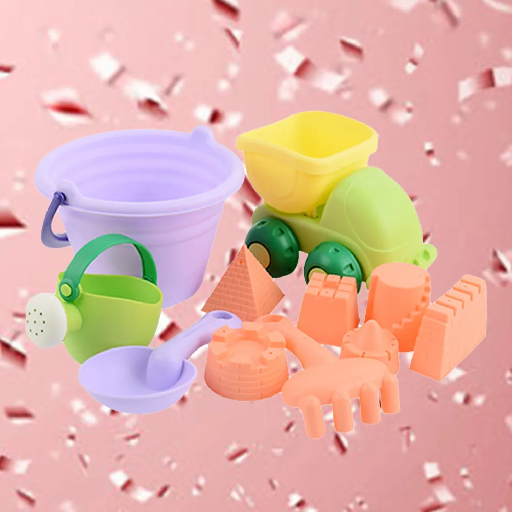 

Набор из 11 предметов для пляжа: формочки для песка, красочный развивающий игровой набор для детей, идеально подходит для развлечений на открытом воздухе и в бассейне, для строительства песочных замков