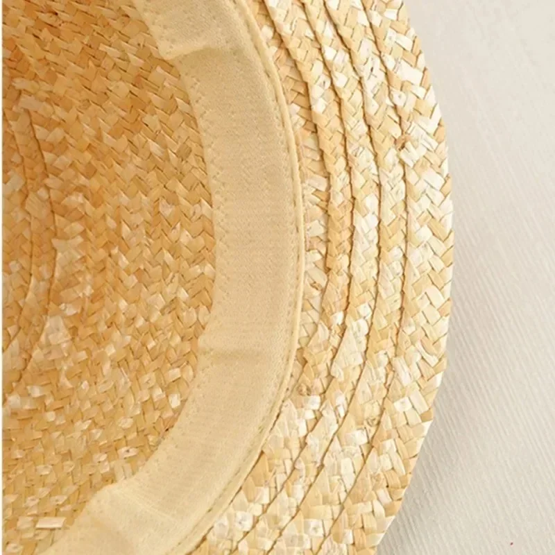 Children\'s Fashion Creative Gifts Head Decor Straw Hat Summer Flat Top Beach Straw Hat Bow Grass Woven Flat Edge Sun Straw Hats