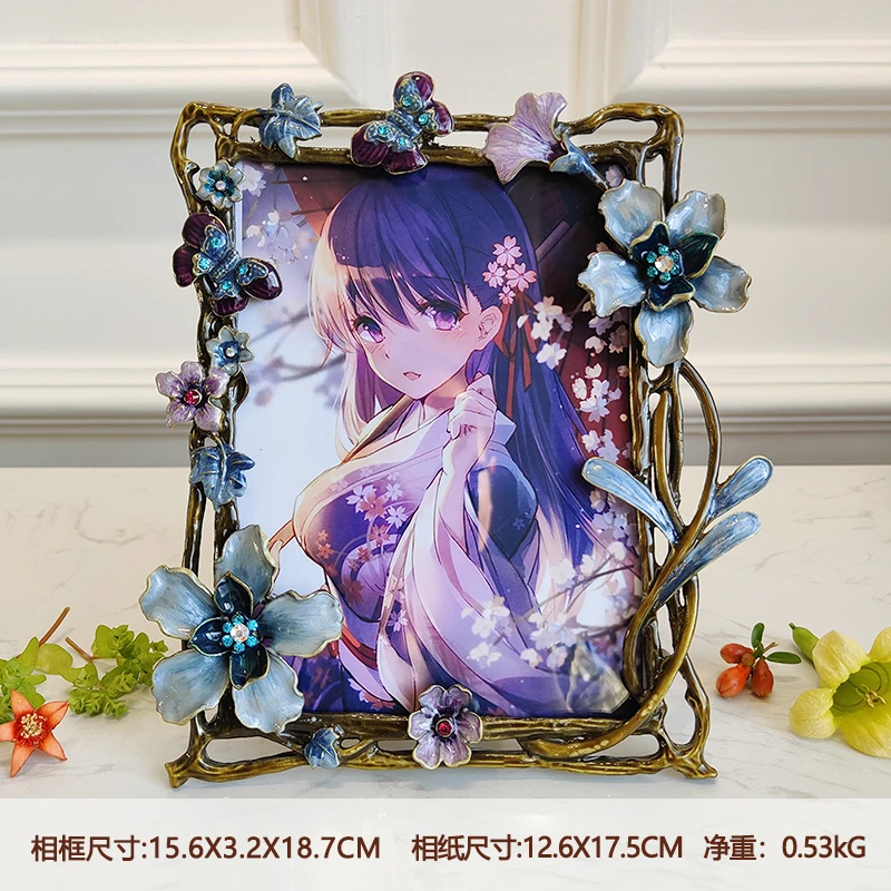 European-style blue oval 7-inch photo frame, creative enamel dragonfly fashion photo frame plus free photo development