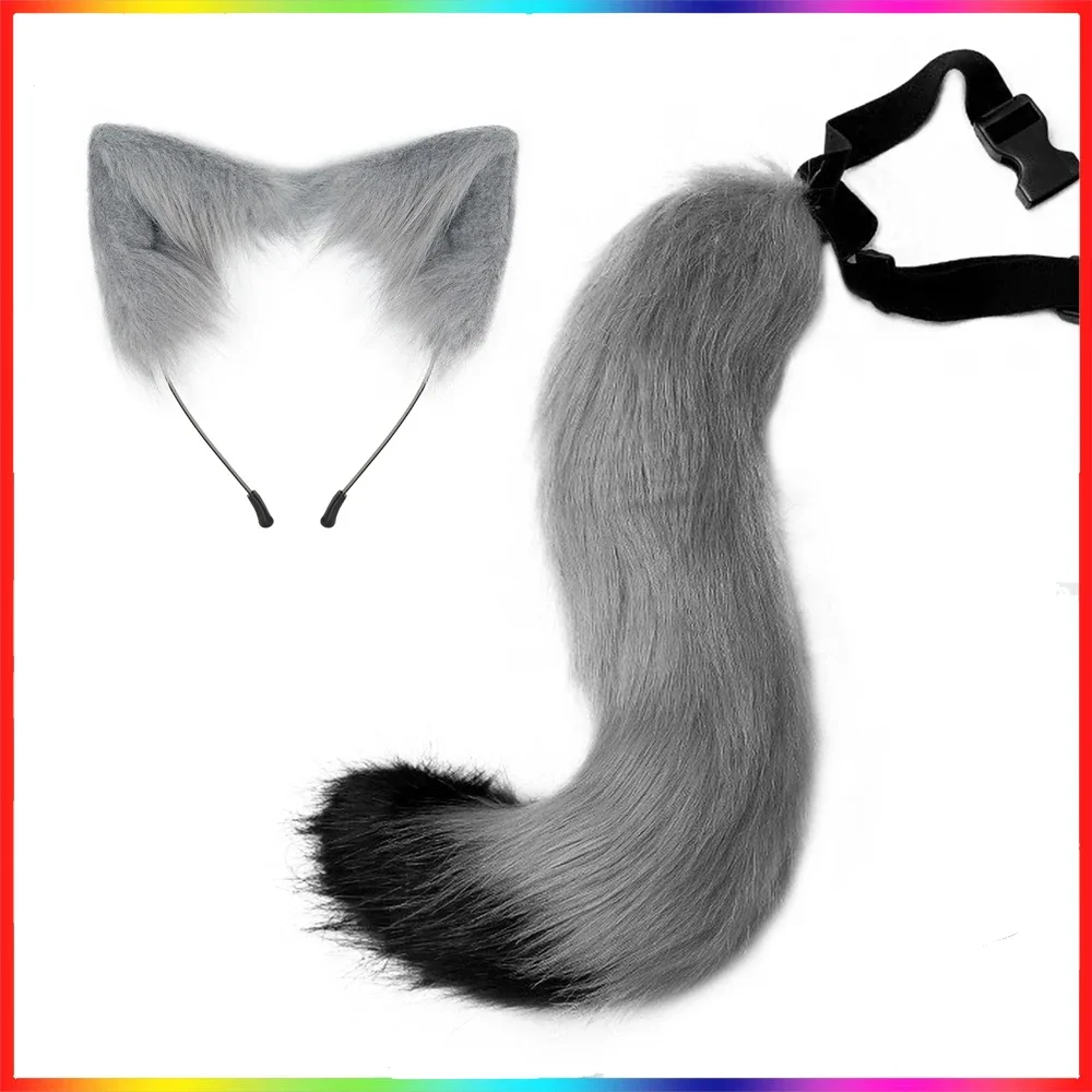 

Cute Fox Ears Hairband Plush Tail Performance Halloween Costume Accessories Dress Up Simulation Tail Cat Ear Headband Headwear