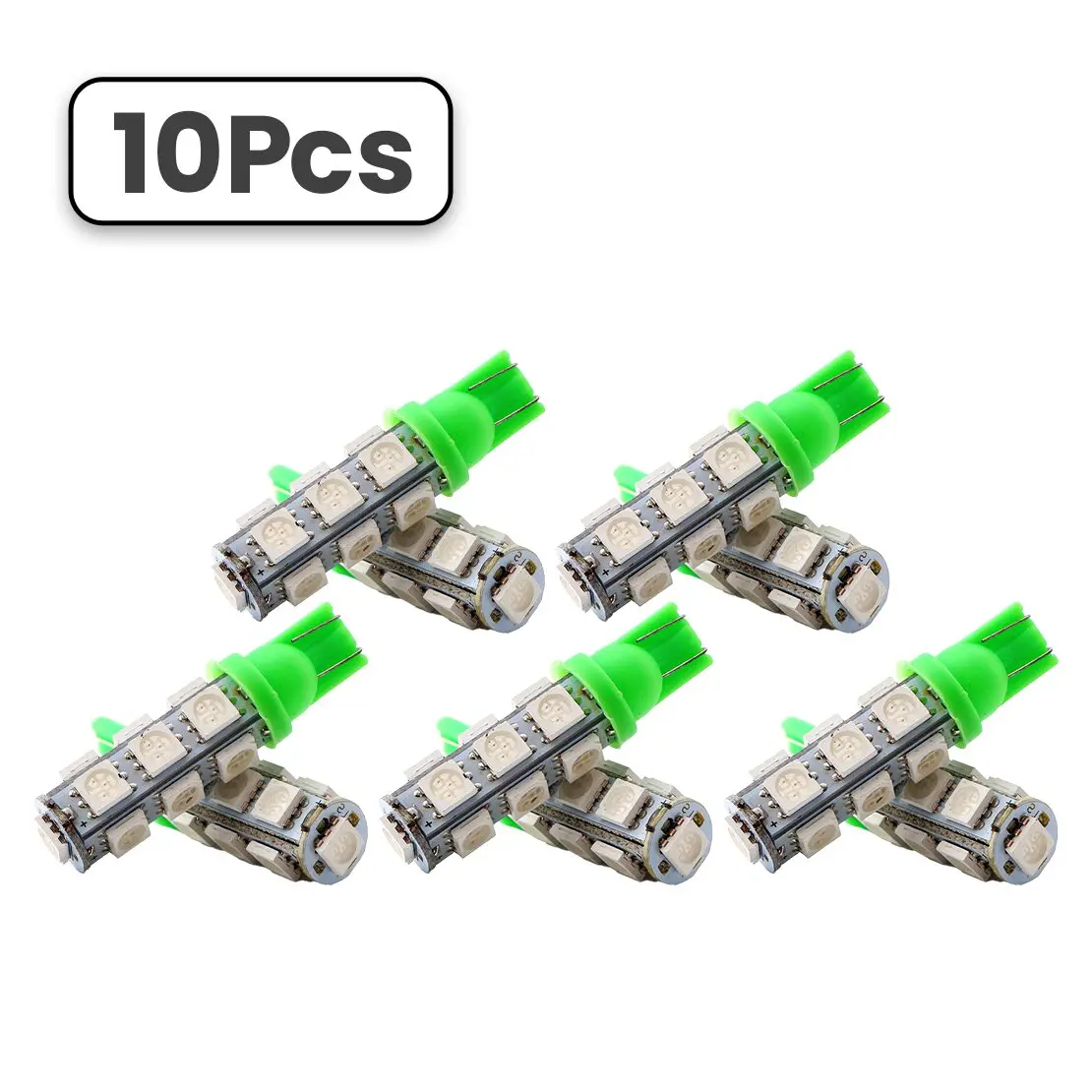 10Pcs Green T10 5050 W5W 13SMD LED Light Lamp Bulb for RV Camper Car 193 194 2821 921 922 158 160 161 161B 168 168A 912 12V 5W