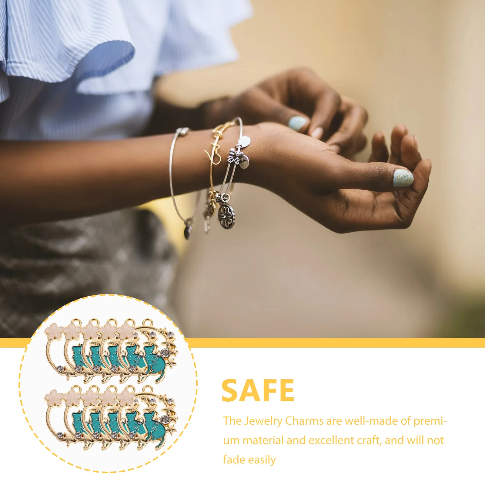 

10Pcs Premium Alloy Cat Jewelry Charms Creative Decorative Pendants DIY Bracelet Necklace Earring Craft Jewelry Charms