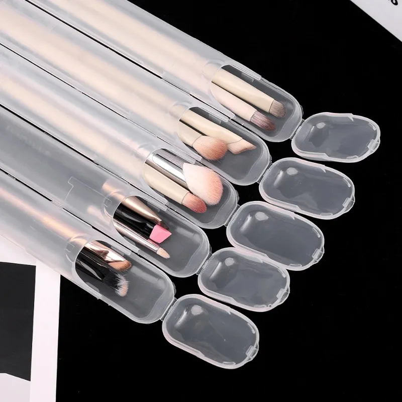 Portable Transparent Makeup Brush Storage Box Kitchen Eye Pencil Travel Accessory with Cover Organizer Case Beauty Tool