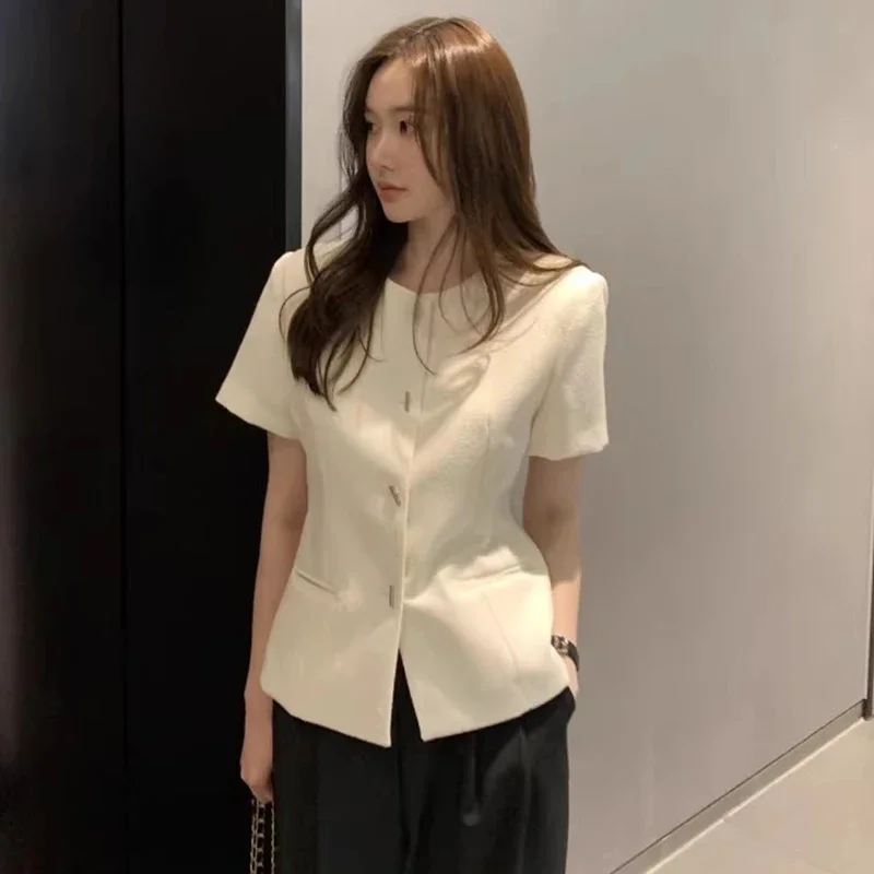 Woman Clothes New Fashion Small Fragrance Tweed Women's Short Coat Spring and Summer Retro High-quality Short-sleeved Jacket