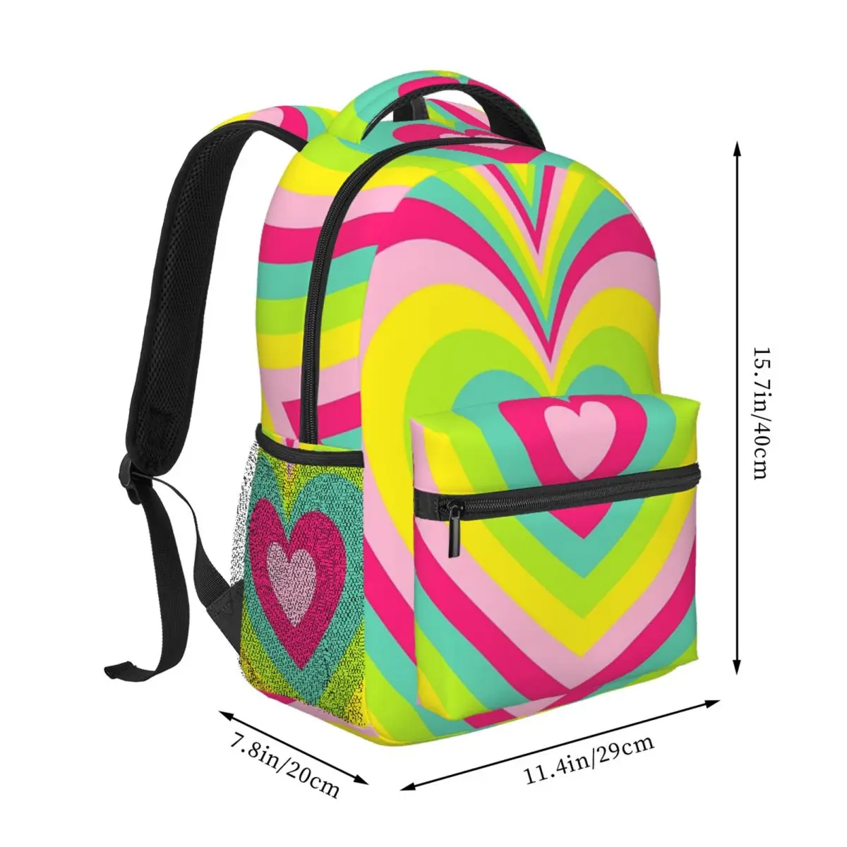 Tropical Groovy Heart Pattern Backpack Student BookBag Kids School Bag Laptop Shoulder Bags for Boys Girls
