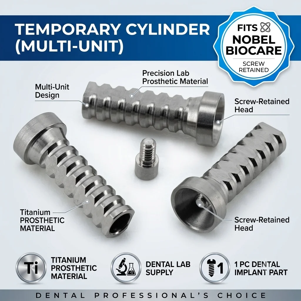 Dental Implant Temporary Cylinder Multi Unit Abutment Fits Nobel Biocare Screw Retained 1Pc Titanium Prosthetic Lab Material