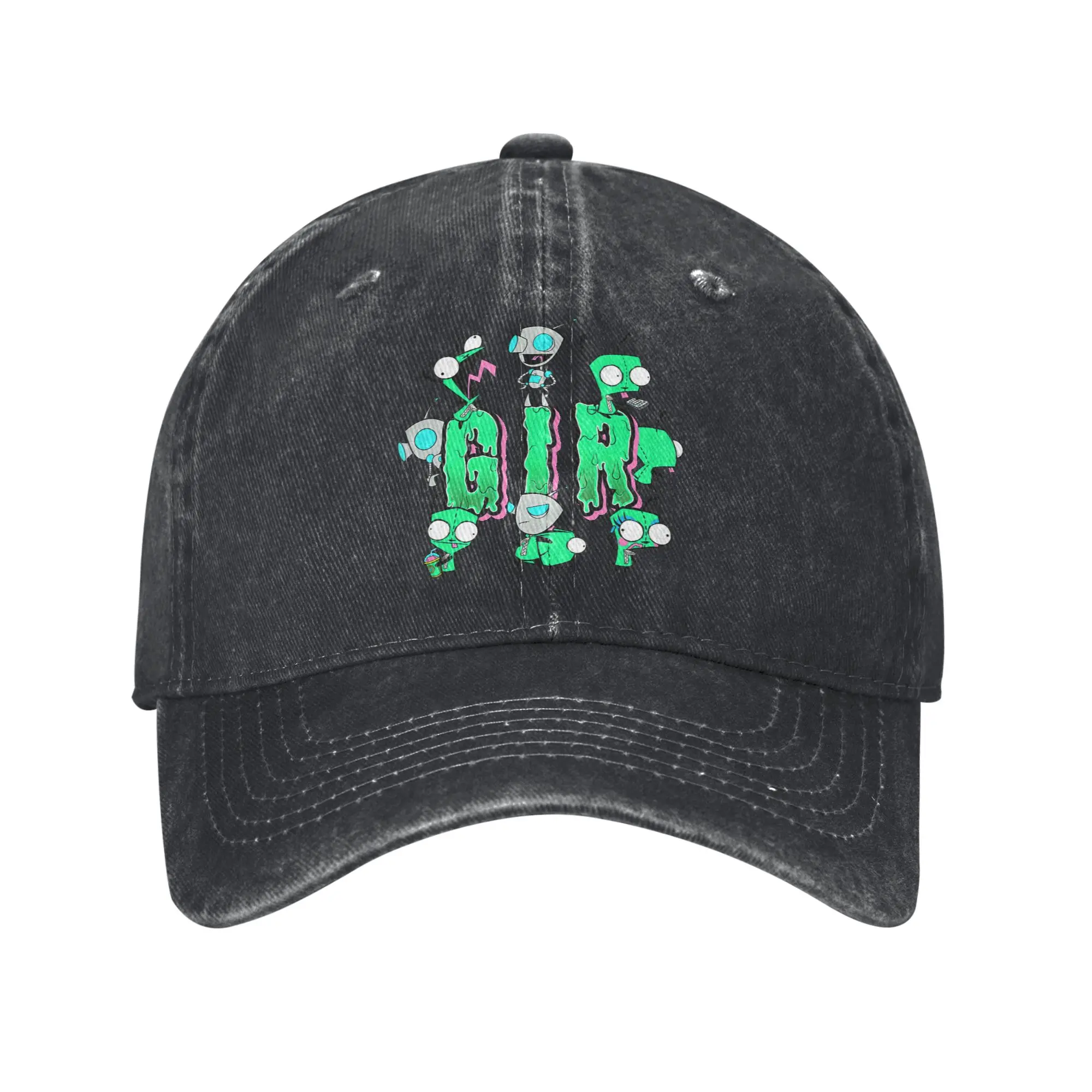 Cartoon Invaders Zim Gir Baseball Caps Retro Distressed Washed  Sun Cap for Men Women Summer Adjustable Fit Hats Cap