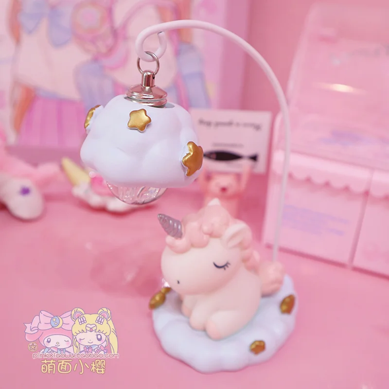 Luz Led de noche con diseño de unicornio para niños y niñas, lámpara de mesa con bonito dibujo animado, color rosa y azul, ideal para regalo,
