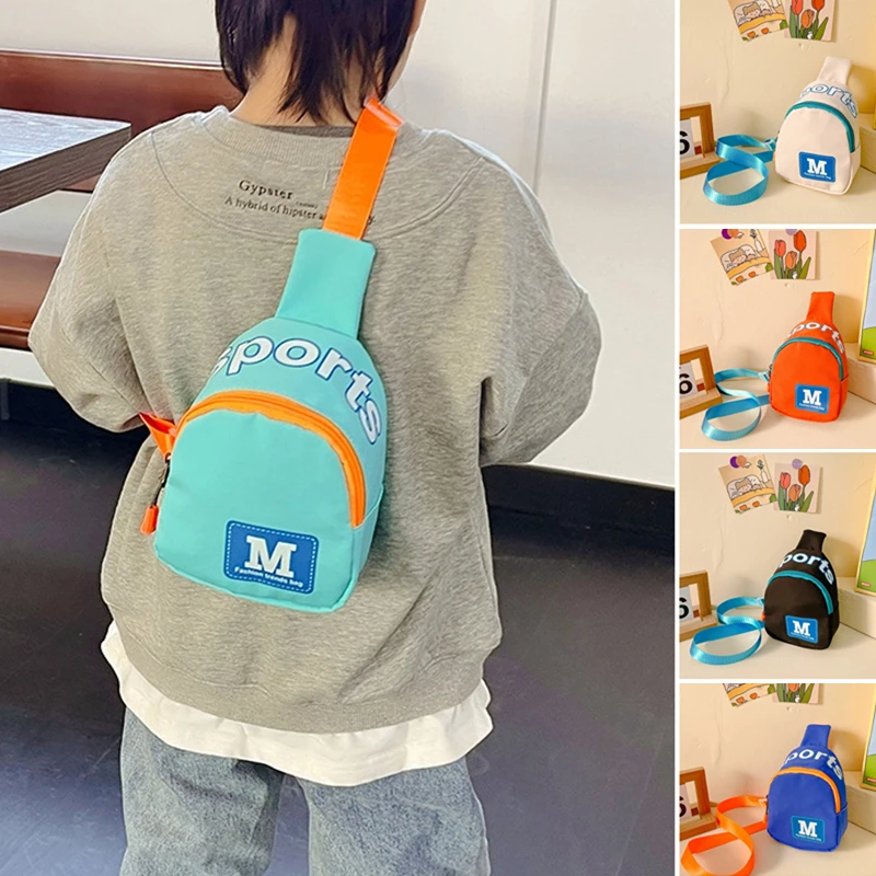 Contrast Color Children\'s Bag Summer New Korean Version M-Letter Chest Bag Boys and Girls Crossbody Bag Single Shoulder Bag Mini