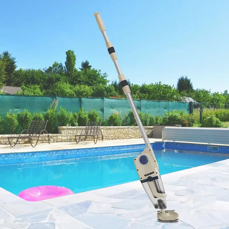 Cordless Pool Vacuum Cleaner Rechargeable 26 GPM Strong Suction 60 Min Runtime 190cm Telescopic Pole for Inground Above