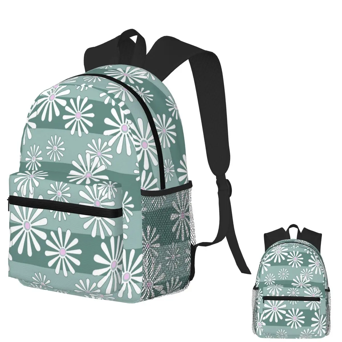 

White Chamomile Flowers Student Backpack School Bag Hiking Travel Daypack for Boys Girls Fashion Bookbag Shoulder Bags