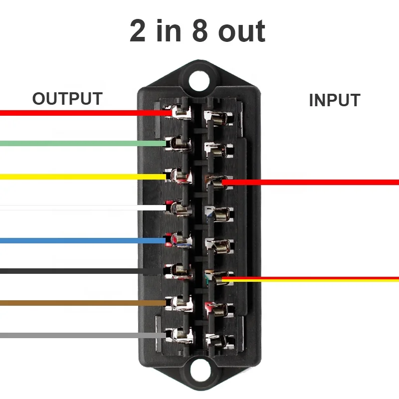 8Way DC 12V Volt Fuse Box Block Holder ATC ATO 2-input 8-ouput Wire