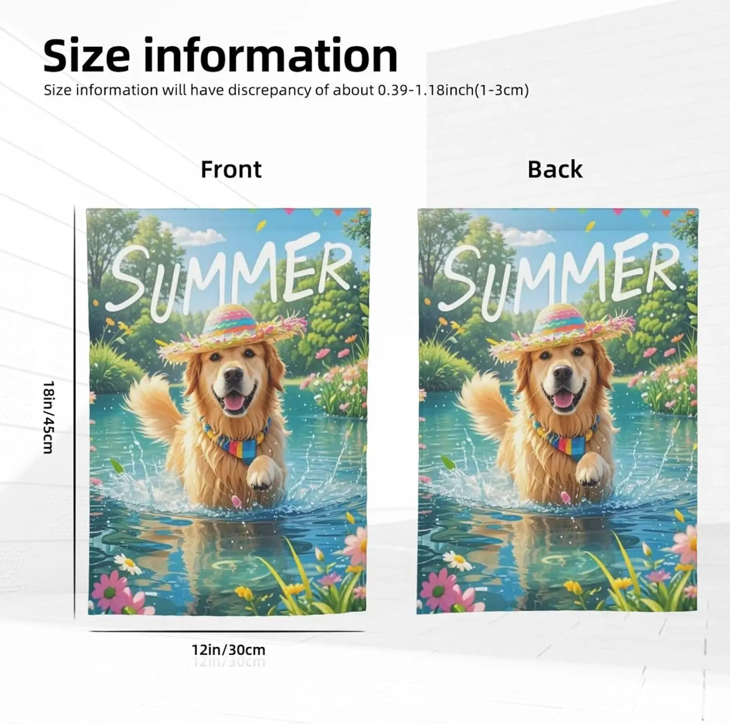 Summer Dog with Colorful Hat Garden Flag, Double Sided Yard Flag Weather Resistant Welcome Seasonal Outside Decorative Flag  SSL