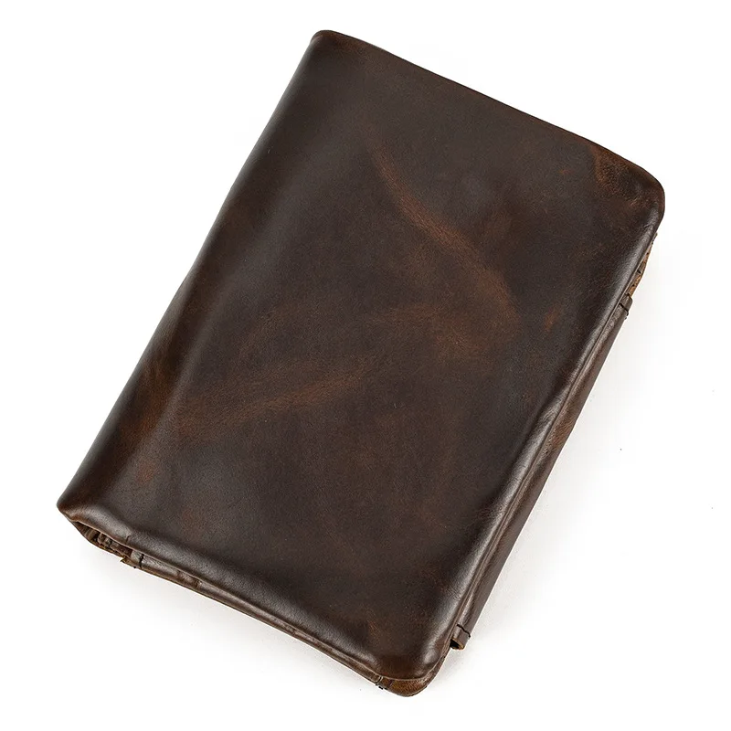 Genuine Leather Wallet with Coin Pocket and Multiple Card Slots Top-Grain Cowhide Tri-Fold Compact Wallet, Cowhide Coin Purse