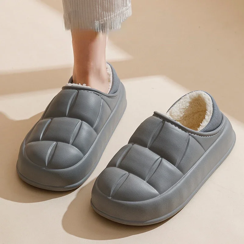 Cover Hak Slippers Mannen Winter Indoor Koppels Thuis Verdikte Waterdichte Antislip Pluche Katoenen Schoenen Externe Wear2023