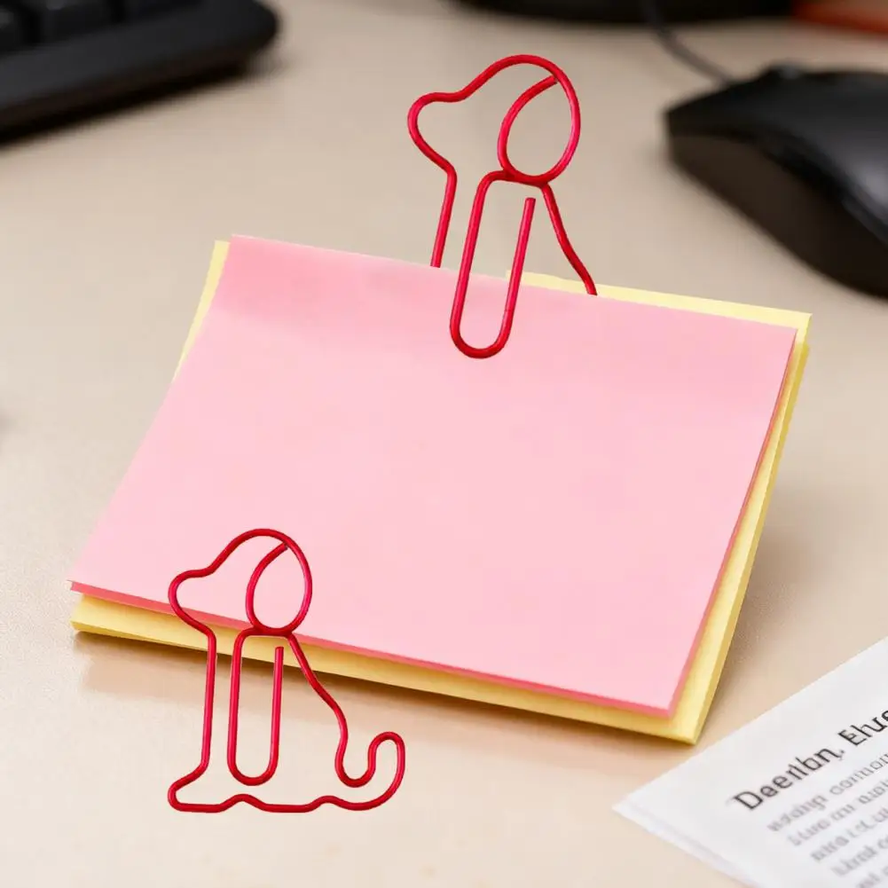 50Pcs Christmas Paper Clips Dog Shape Fun Paperclips Non-bending Metal Clips Office Desk Organizing Cards Document Fasteners