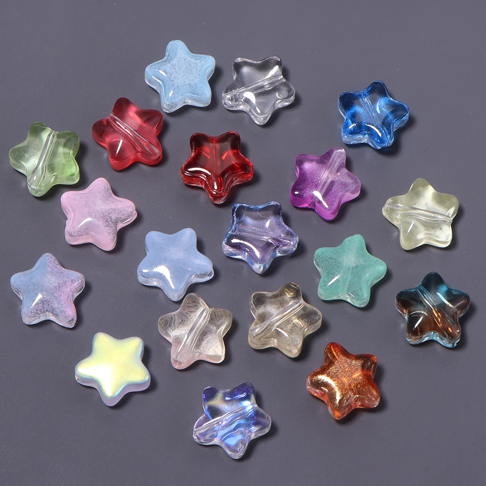 50 Stück 8mm Bunte Fünfzackige Stern-Lampwork-Perlen Lose Abstandshalter-Glasperlen für Schmuckherstellung DIY Armband Schlüsselanhänger Zubehör – Detail 3