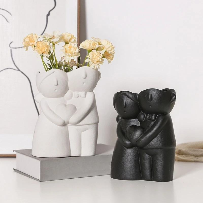 Couple Vase Resin Silicone Mold for Handmade Flower Pots Pen Holder Concrete Cement Gypsum Molds Home Decors