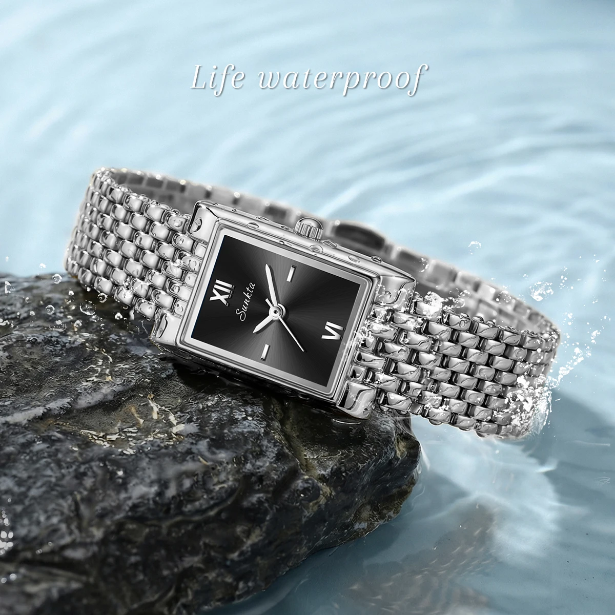 LIGE Luxury Fashion Ladies Quartz Watch Stainless Steel Strap Women Watches Waterproof Business Square Woman Watch Casual Clock
