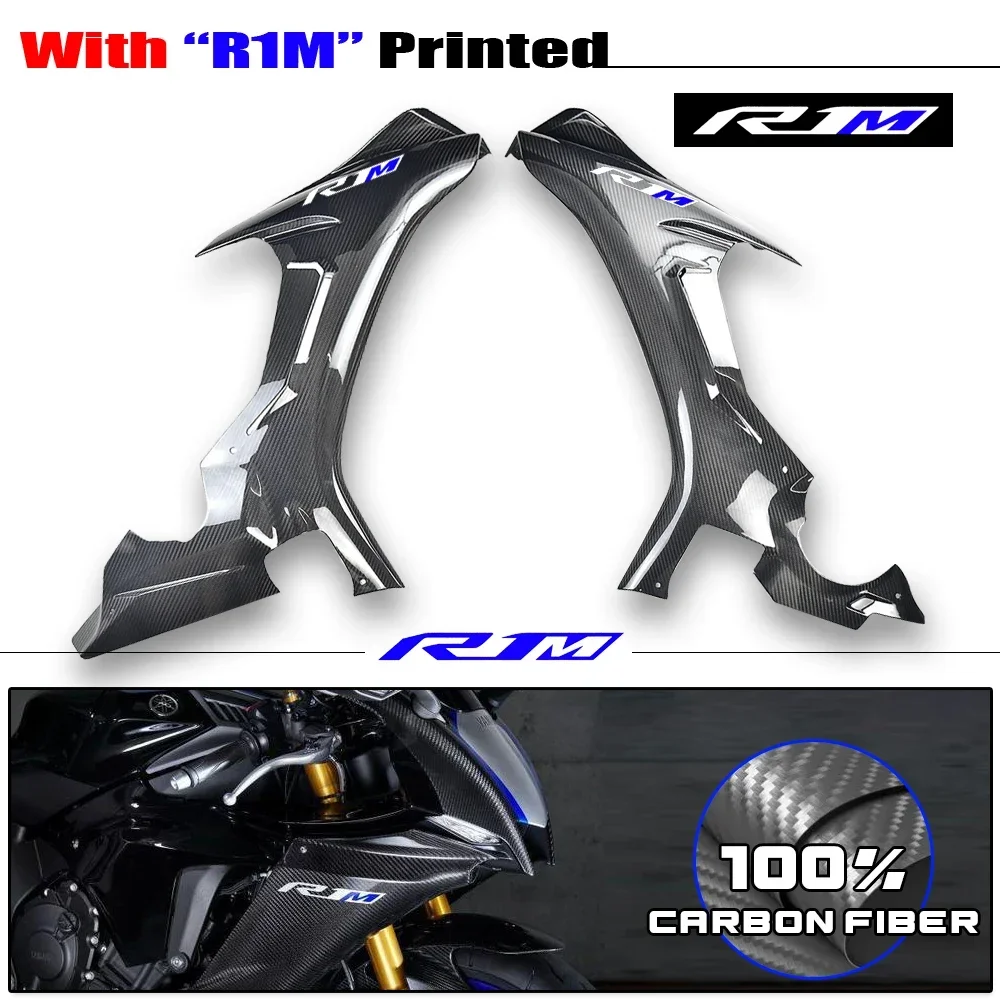 100% Real Dry Carbon fiber For YAMAHA YZF R1M 2015-2019 2020-2023 R1 R1M Side Fairings Motorcycle Blue Printed Cowlings Panel