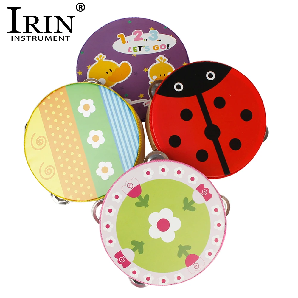 Irin 6 inch Tamburin Tier Cartoon Muster schöne Handtrommel musikalische Percussion Baby Musik Erleuchtung Kind Geburtstags geschenke