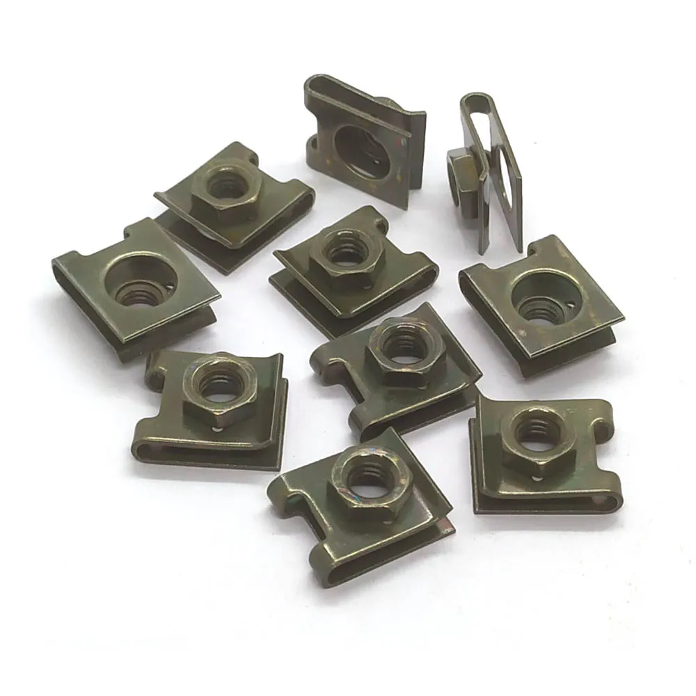 10pcs U Type Clips with Nuts M6 6mm Armygreen Rustproof Anti-rust for Car Motorcycle Scooter ATV Moped