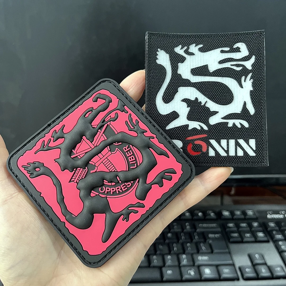 Chinese Loong PVC Hook and Loop Patches for Clothing Ronin Reflective Tactical Morale Badge DIY Decorative Backpack Sticker