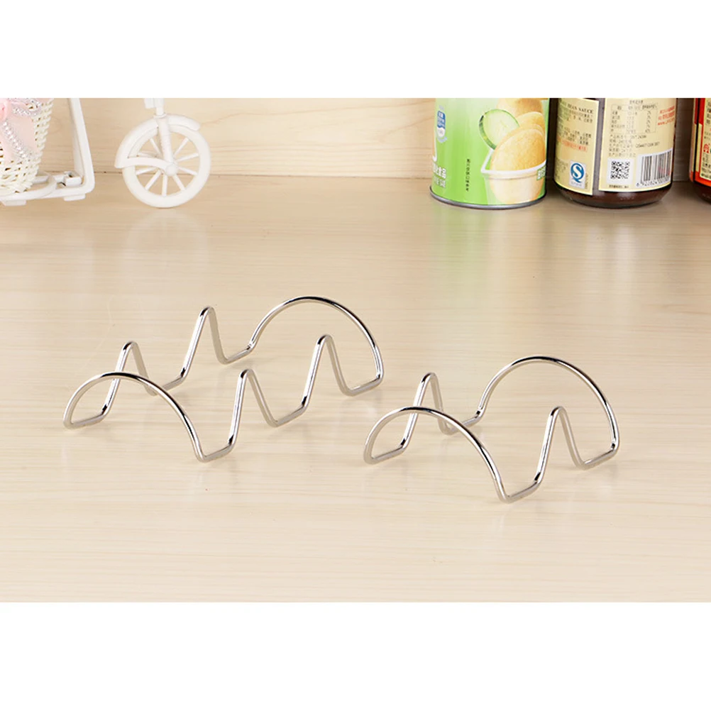 

2 pcs Stainless Steel Taco Holder Food Rack Pizza Platter Stackable Corrosion Resistant Rounded Edges For Pancake